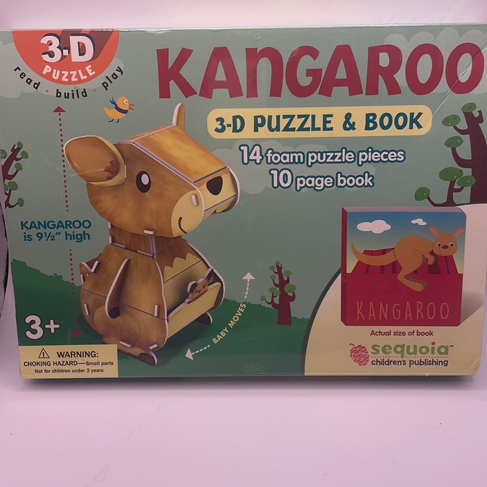 NEW Sequoia Kangaroo 3D Puzzle and Book Learning Toy Foam Puzzle Pieces